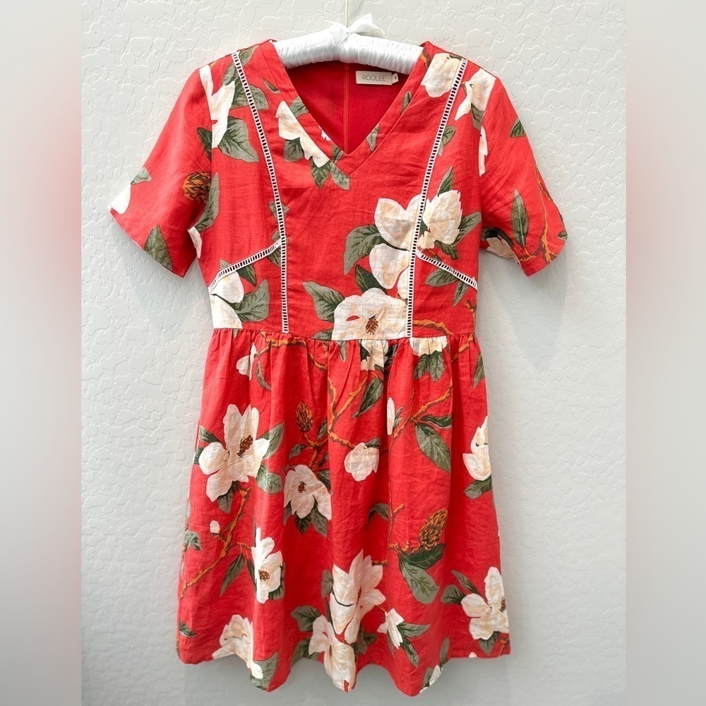 Roolee Red Floral Midi Dress